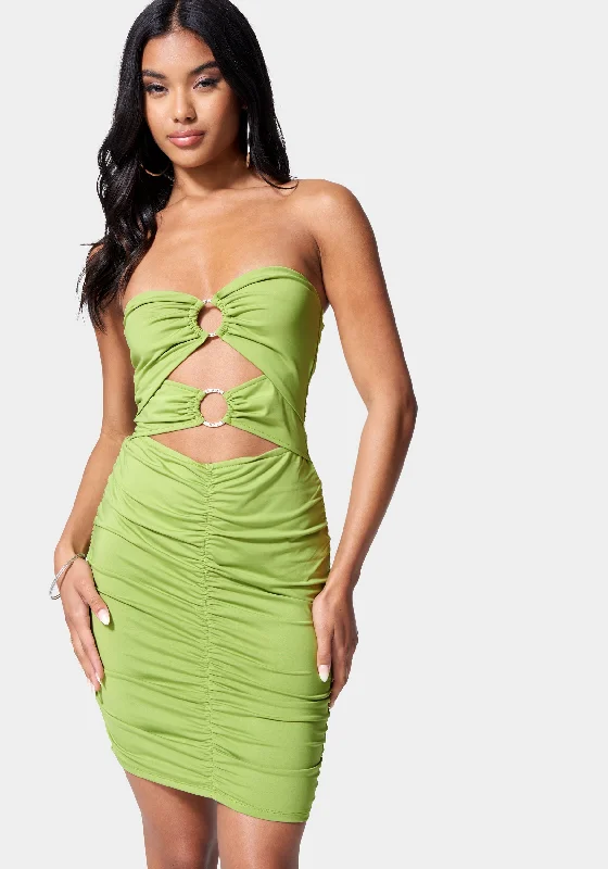 Ring Detail Strapless Mini Dress