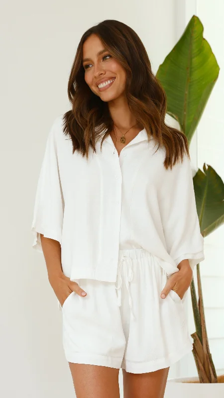 Edita Button Up Top - White