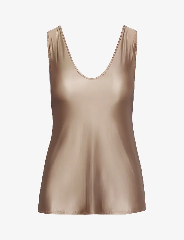 Faux Silk V-Neck Tank