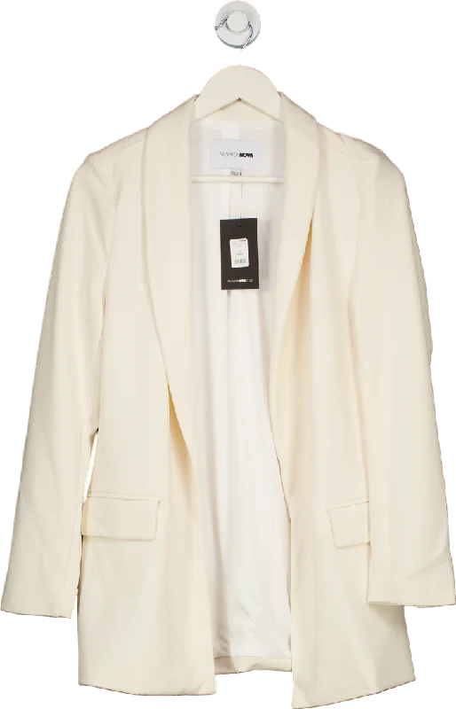 Fashion Nova Cream Sasha Open Front Blazer UK S