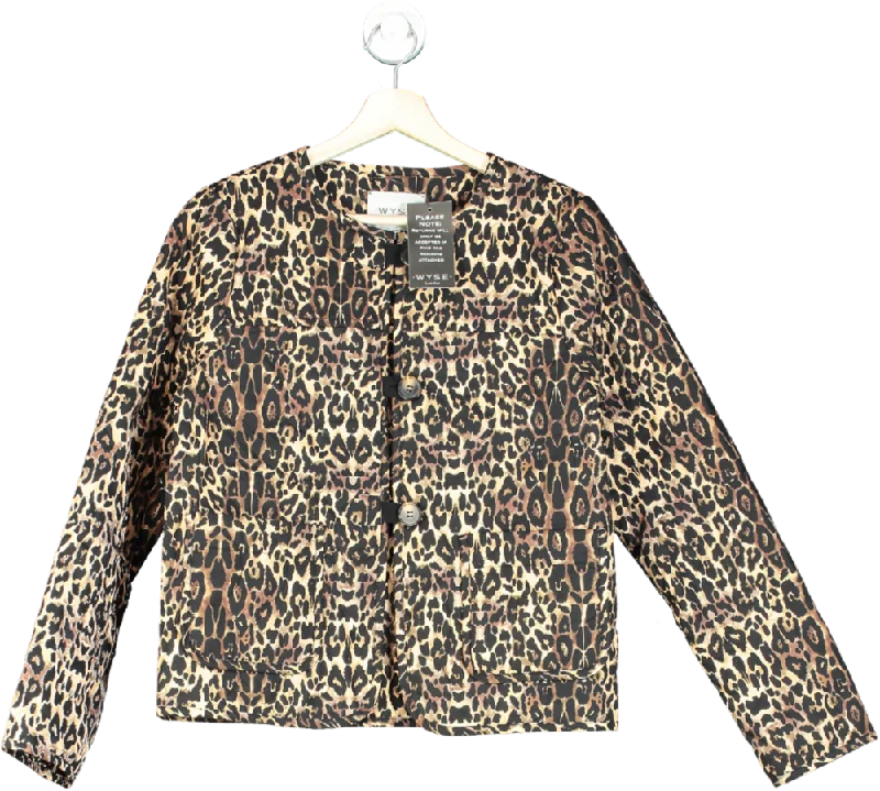 WYSE LONDON Brown Quilted Leopard Print Jacket UK 8